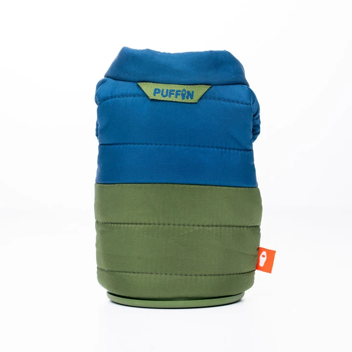 Puffin Drinkwear The Puffy Vest Olive Green Sailor Blue - Image 2