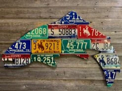 Cody Richardson Art - Large Antique 4-Foot Mixed Western Trout License Plate Art